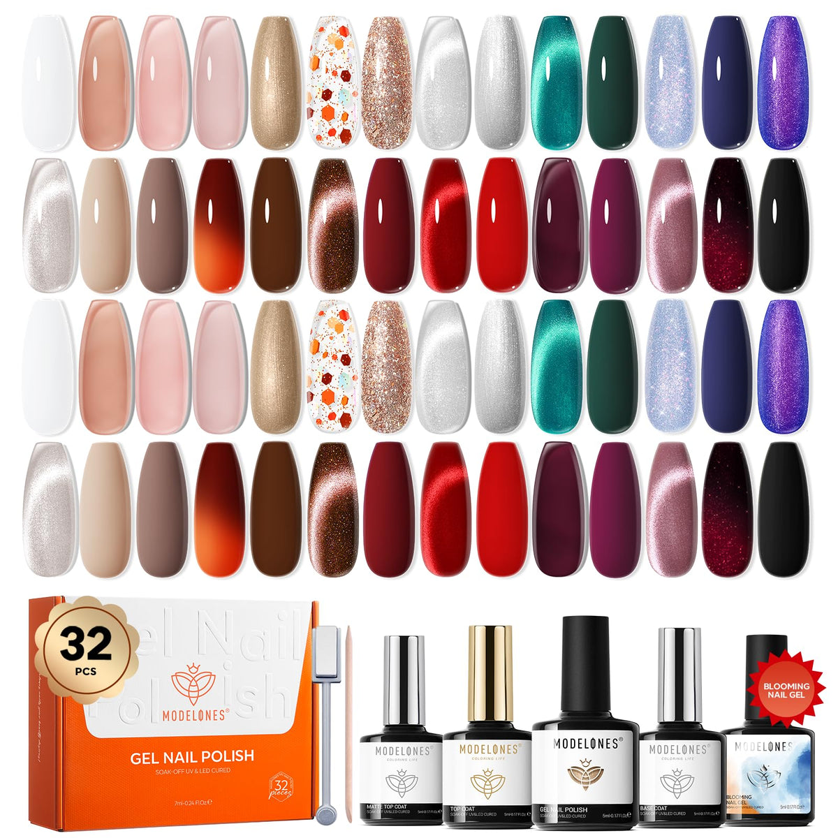 modelones Cat Eye Gel Nail Polish Kit 28 Colours front view