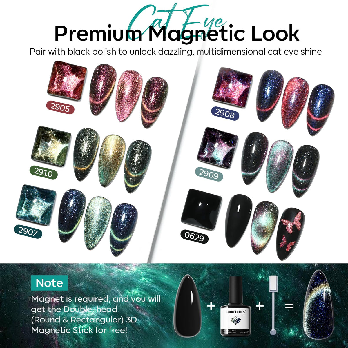 modelones Cat Eye Gel Nail Polish Red shade close-up