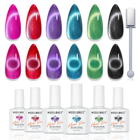 modelones Cat Eye Gel Nail Polish Set 6 Colours front view