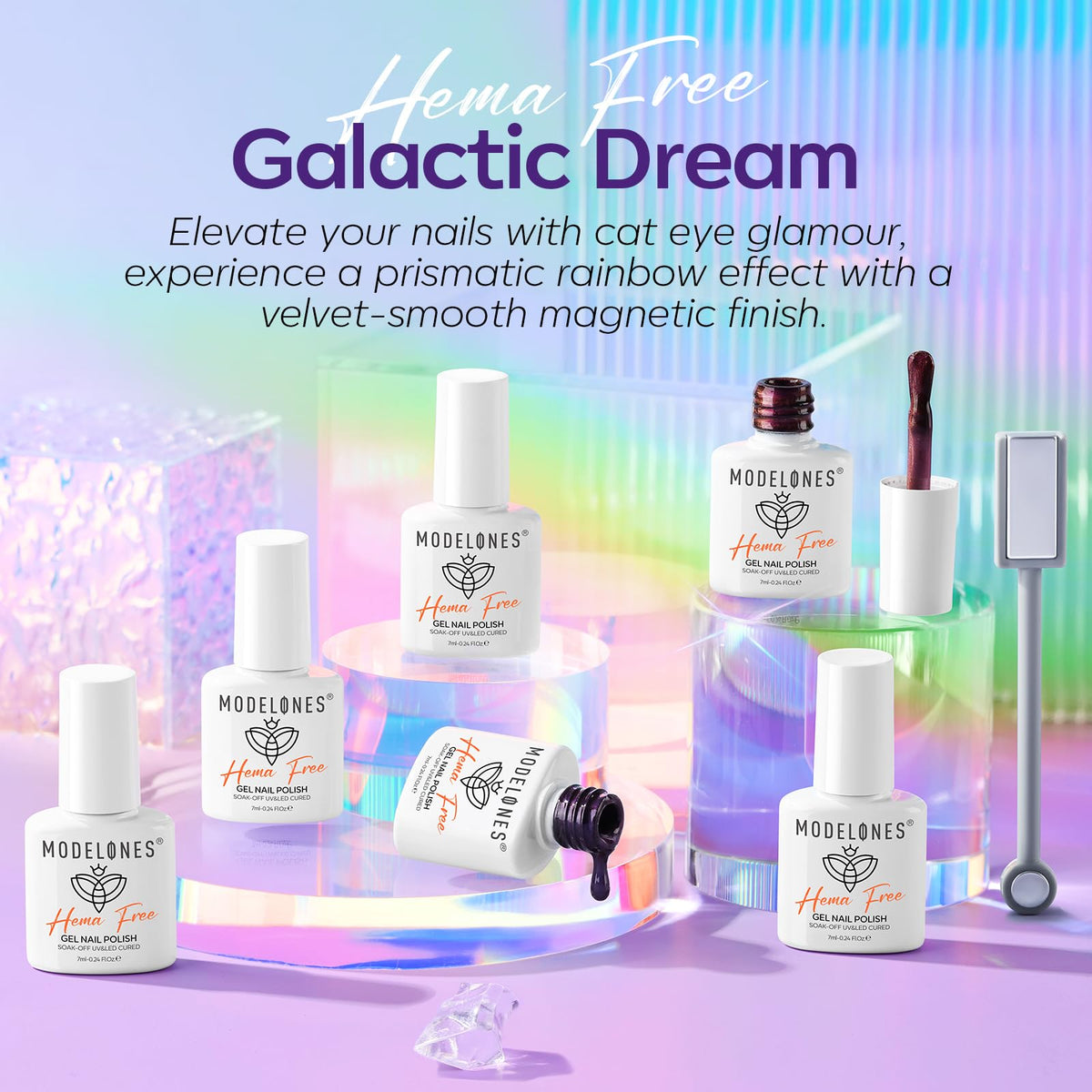 modelones Cat Eye Gel Nail Polish Set displayed with magnet