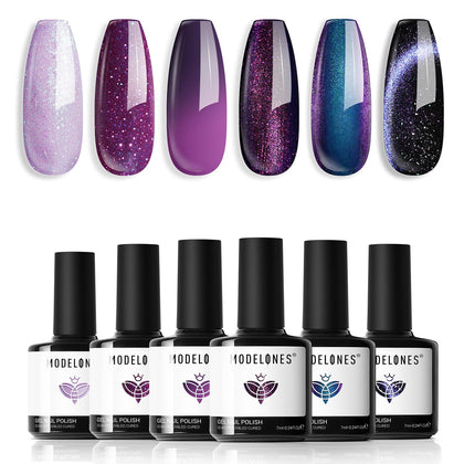 modelones Cat Eye Gel Nail Polish Set with 6 colours