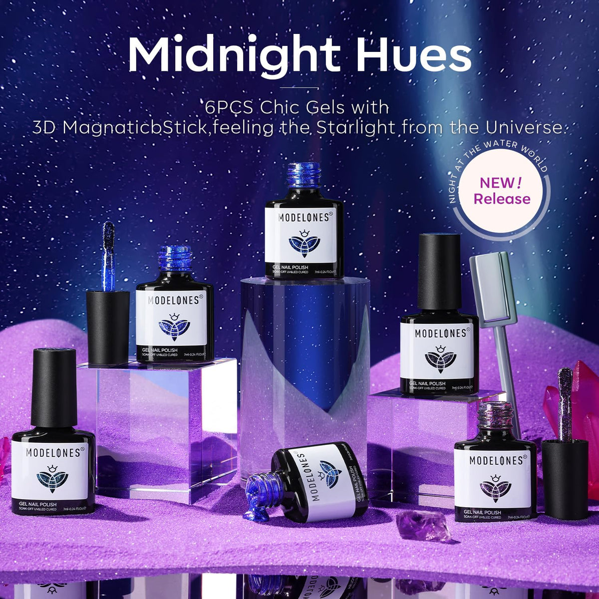 modelones Cat Eye Gel Nail Polish Set with nail art tools