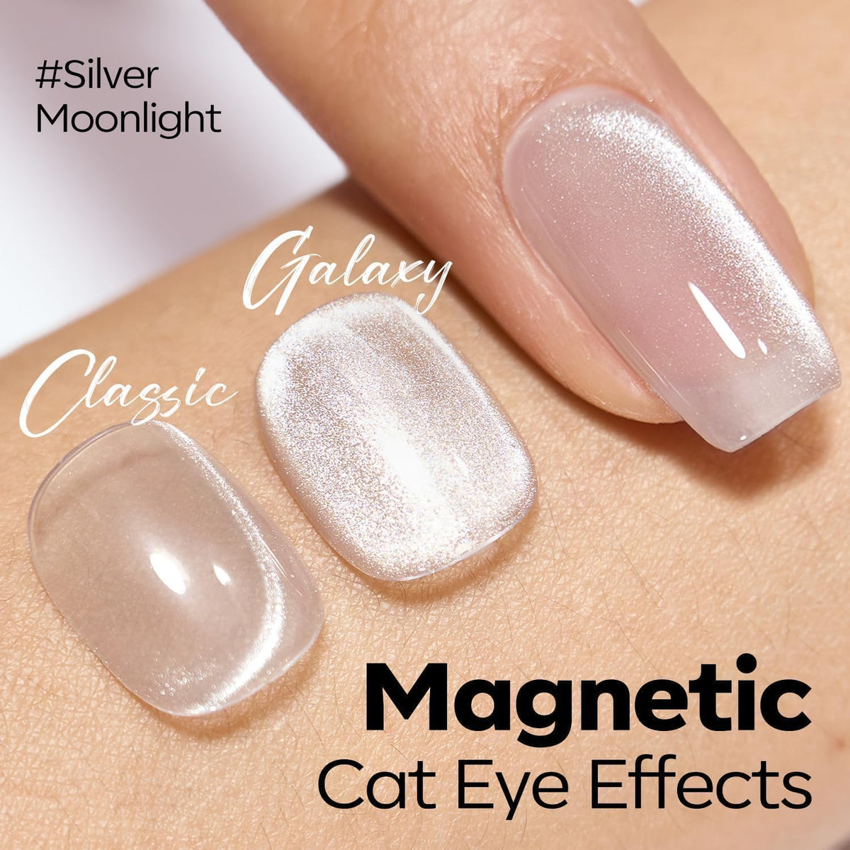 modelones Cat Eye Gel Nail Polish showing pink shade on nails