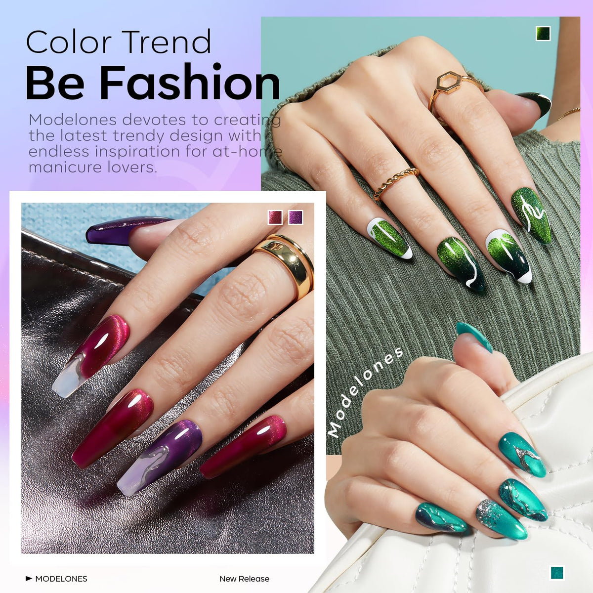 modelones Cat Eye Gel Nail Polish vibrant colours display