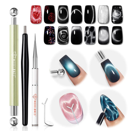 modelones Cat Eye Gel Polish Magnet Set with 6 tools