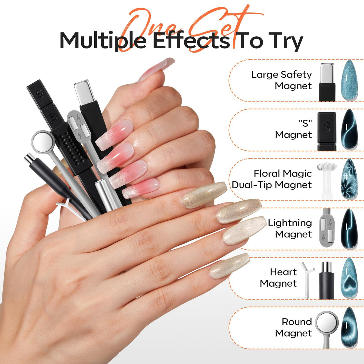 modelones Cat Eye Magnet Set with nail art designs