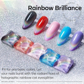 modelones Cat Eye Rainbow Gel Nail Polish applied on nails
