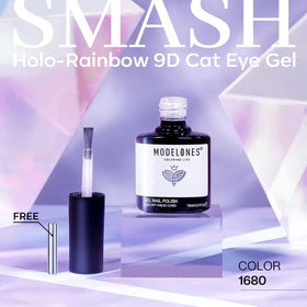 modelones Cat Eye Rainbow Gel Nail Polish on display with nail art
