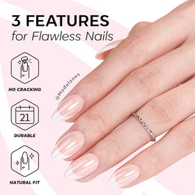 modelones Chrome French Tip Press on Nails close-up of design