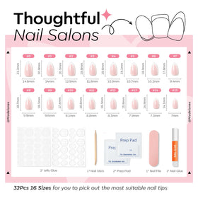 modelones Chrome French Tip Press on Nails with double-sided nail file