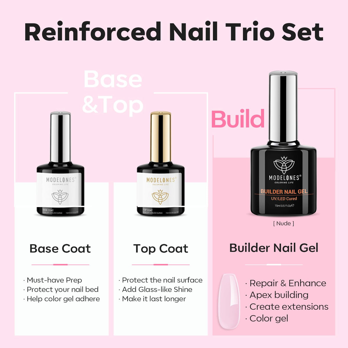 modelones clear builder nail gel 15 ml bottle