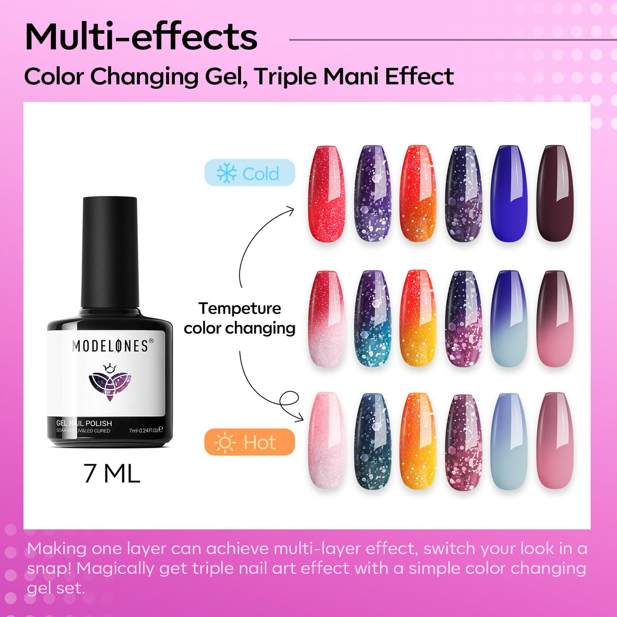 modelones Color Changing Gel Nail Polish close-up of bottles