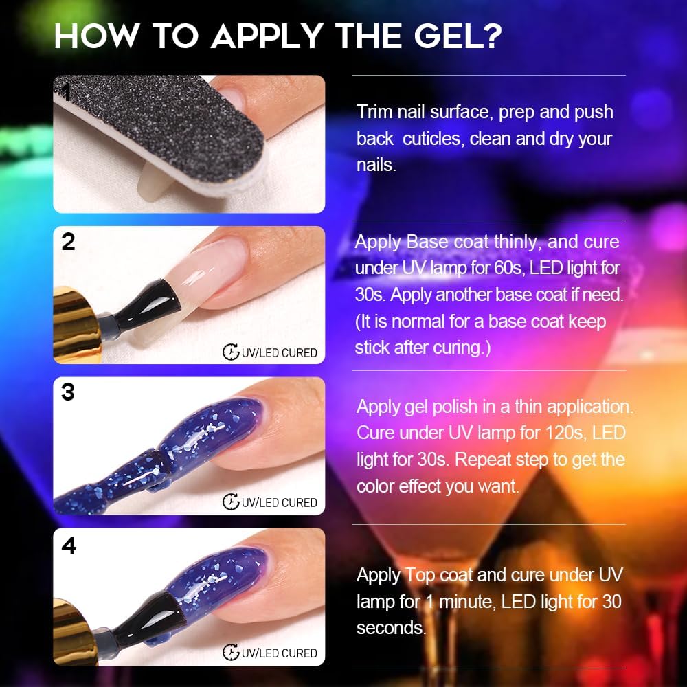 modelones Color Changing Gel Nail Polish on long nails