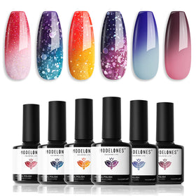 modelones Color Changing Gel Nail Polish Set 6 Colours front view