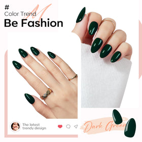 modelones dark green fake nails displayed in packaging