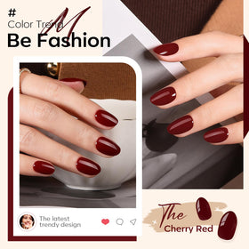 modelones dark red press on nails with adhesive tabs and mini nail file