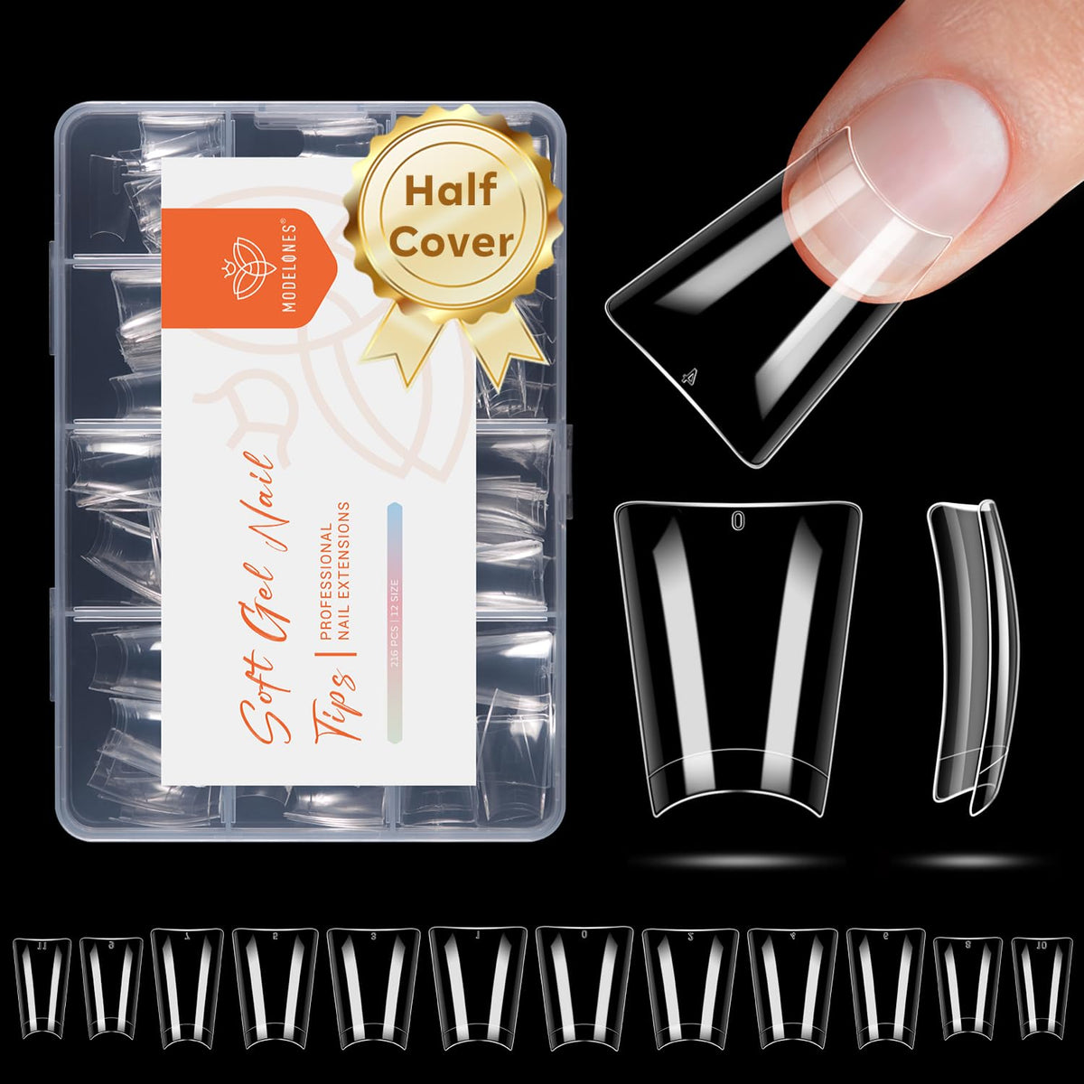 modelones Duck Nail Tips Short Flare Half Cover Kit front view
