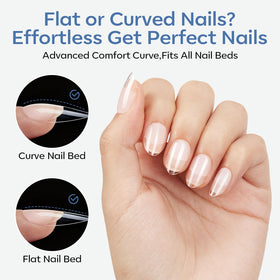 modelones Extra Short Almond Nail Tips in use on nails
