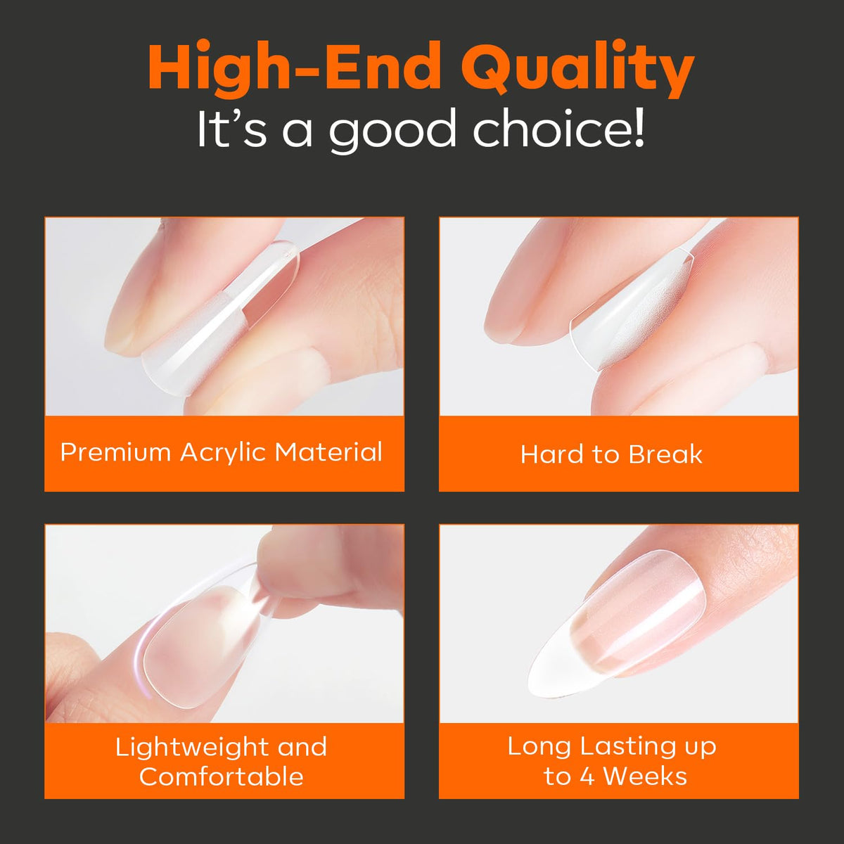 modelones Extra Short Almond Nail Tips with nail polish and tools