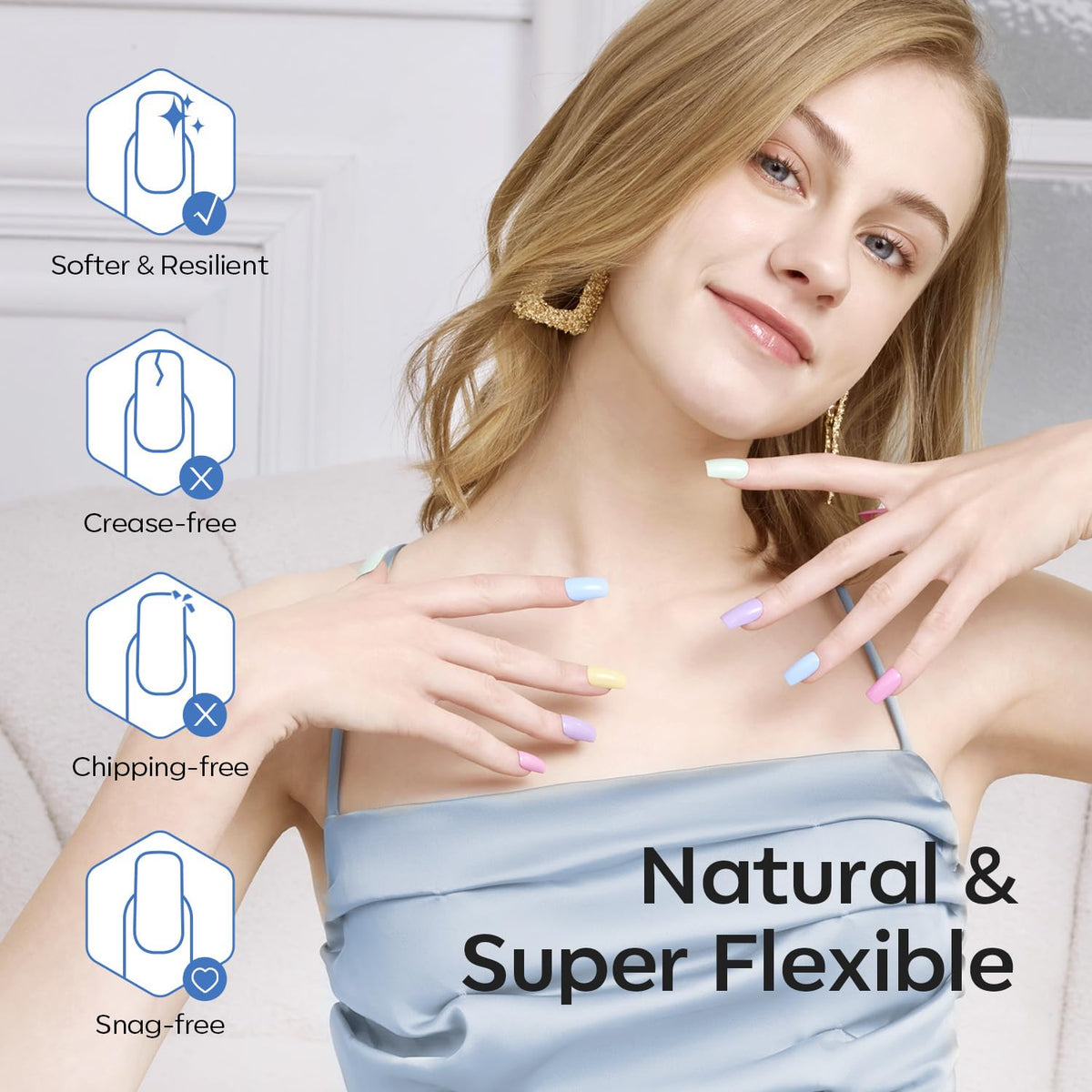 Modelones Extra Short Coffin Nail Tips 216 pcs with size numbers