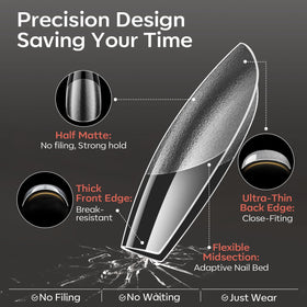 Modelones Extra Short Coffin Nail Tips displayed with nail polish