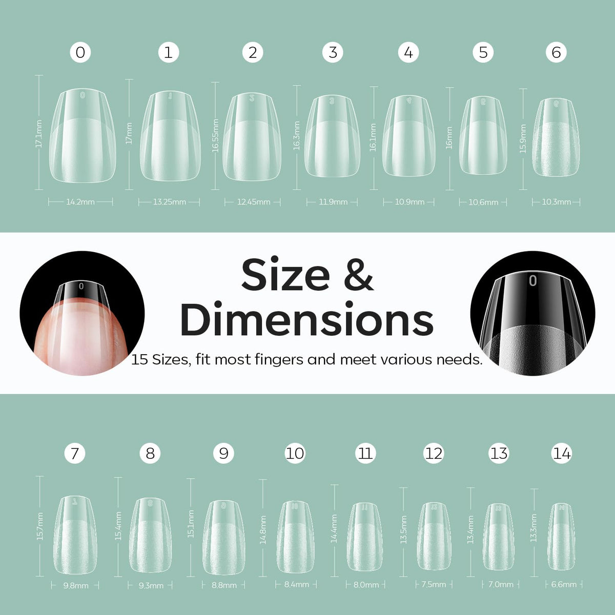 modelones Extra Short Coffin Nail Tips in use on nails