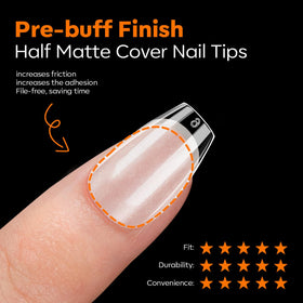 Modelones Extra Short Coffin Nail Tips showing half matte texture