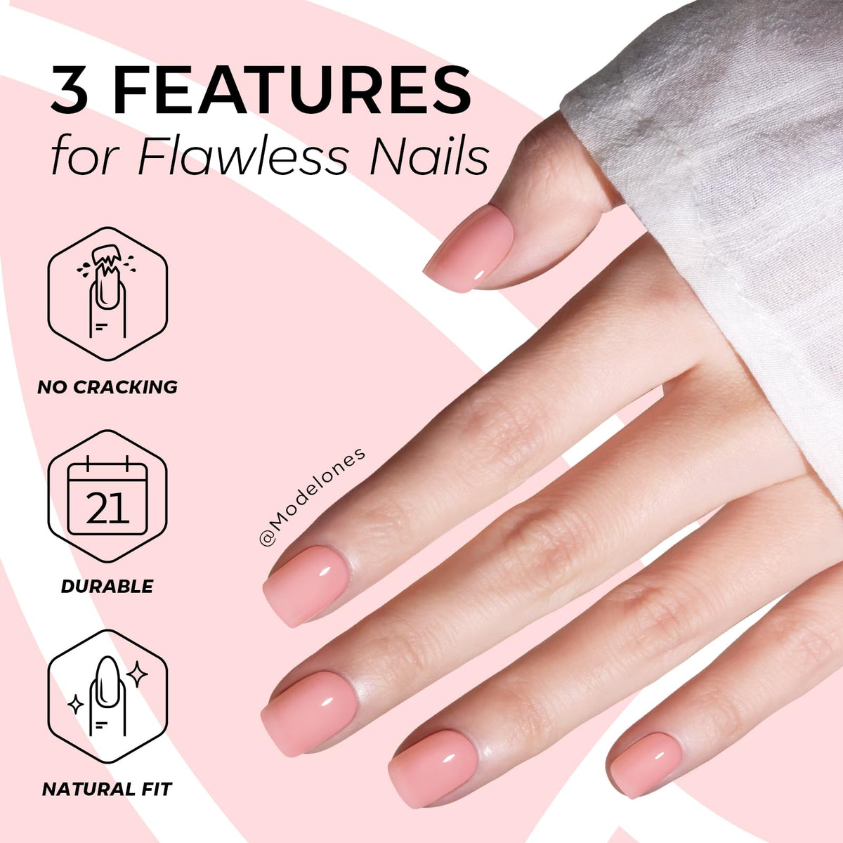 modelones Extra Short Press on Nails Peach Jelly close-up of nails