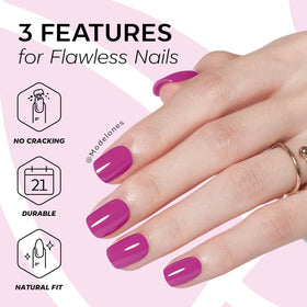 modelones Extra Short Press on Nails Plum Jelly double-sided nail file