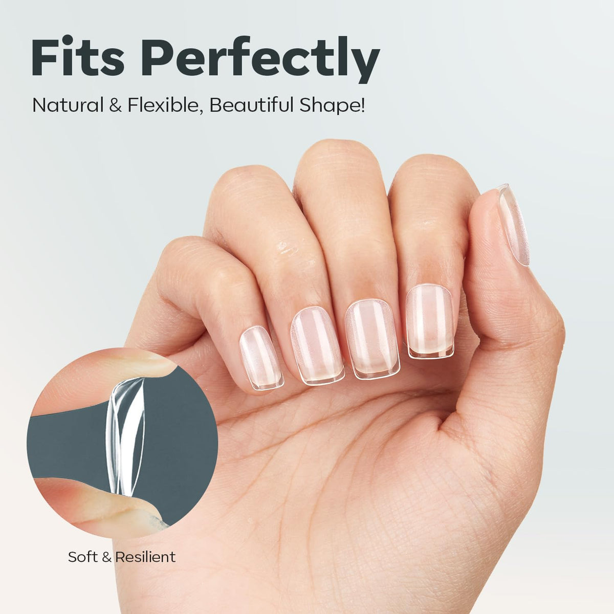 Modelones Extra Short Square Nail Tips applied on nails