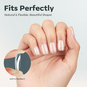 Modelones Extra Short Square Nail Tips applied on nails
