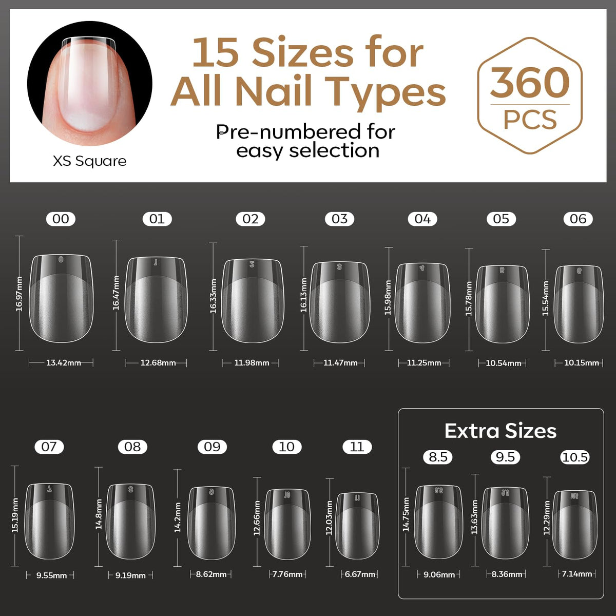 modelones Extra Short Square Nail Tips displayed in a nail salon