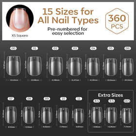 modelones Extra Short Square Nail Tips displayed in a nail salon