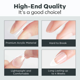 Modelones Extra Short Square Nail Tips displayed in a salon environment