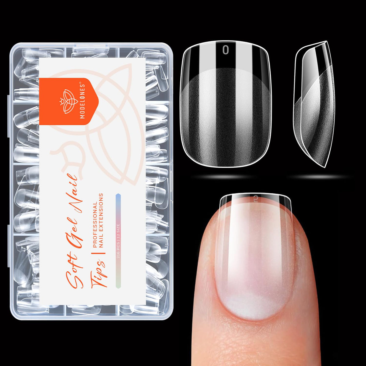 Modelones Extra Short Square Nail Tips packaging front view