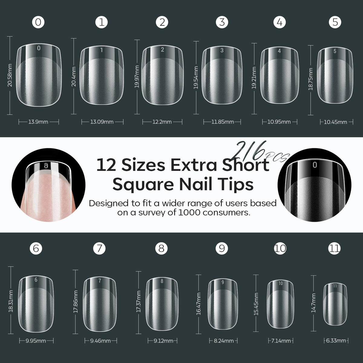 Modelones Extra Short Square Nail Tips showing break-resistant feature