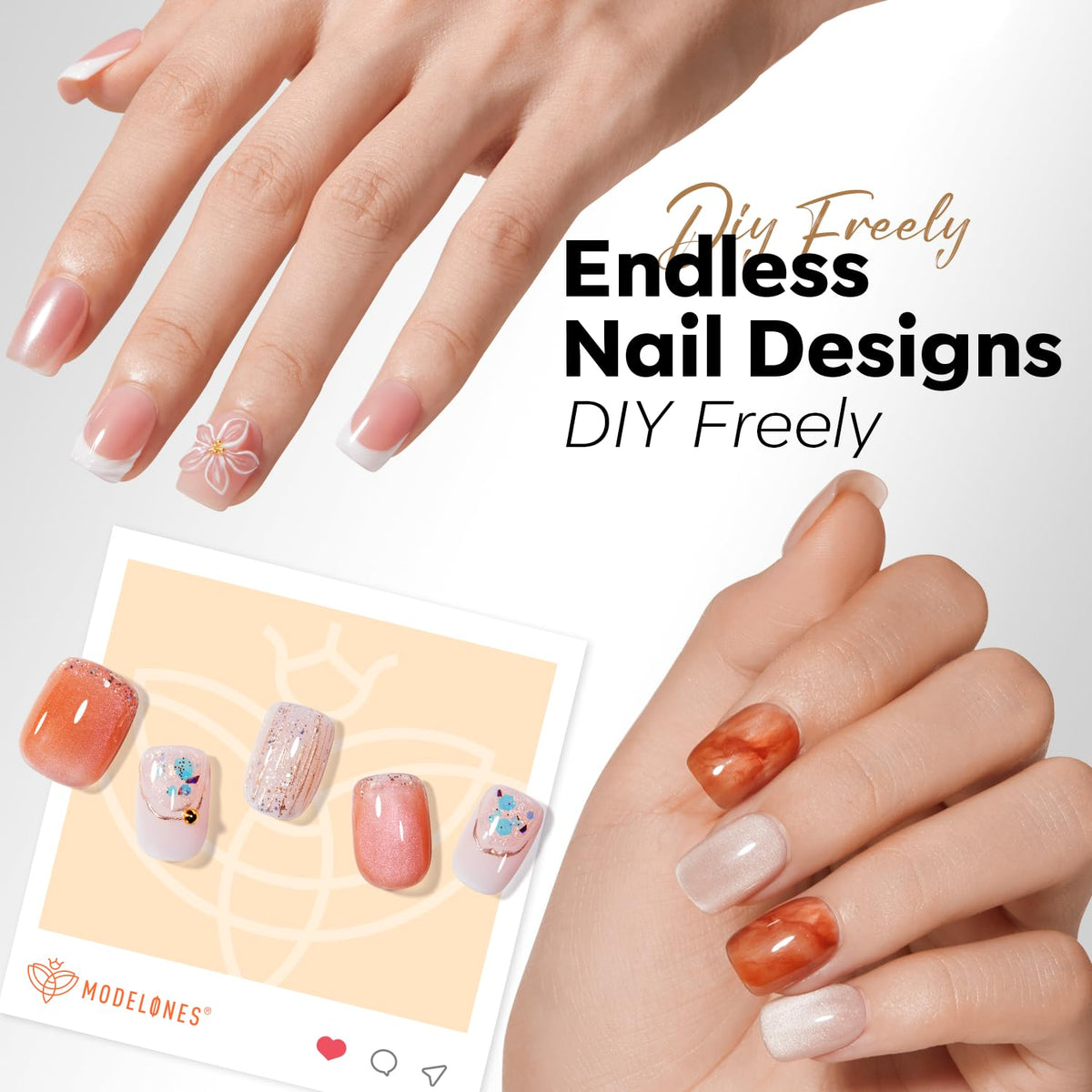 modelones Extra Short Square Nail Tips variety of sizes