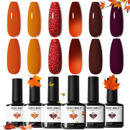 modelones Fall Gel Nail Polish Set with six colours front view