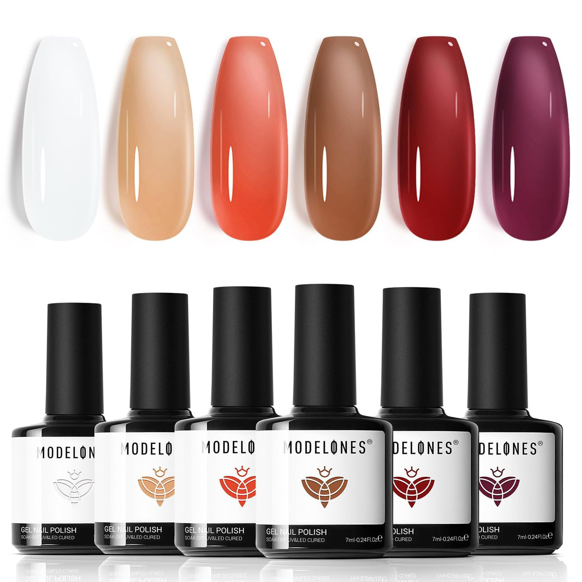 modelones Fall Jelly Tortoise Gel Nail Polish Set with 6 colours front view