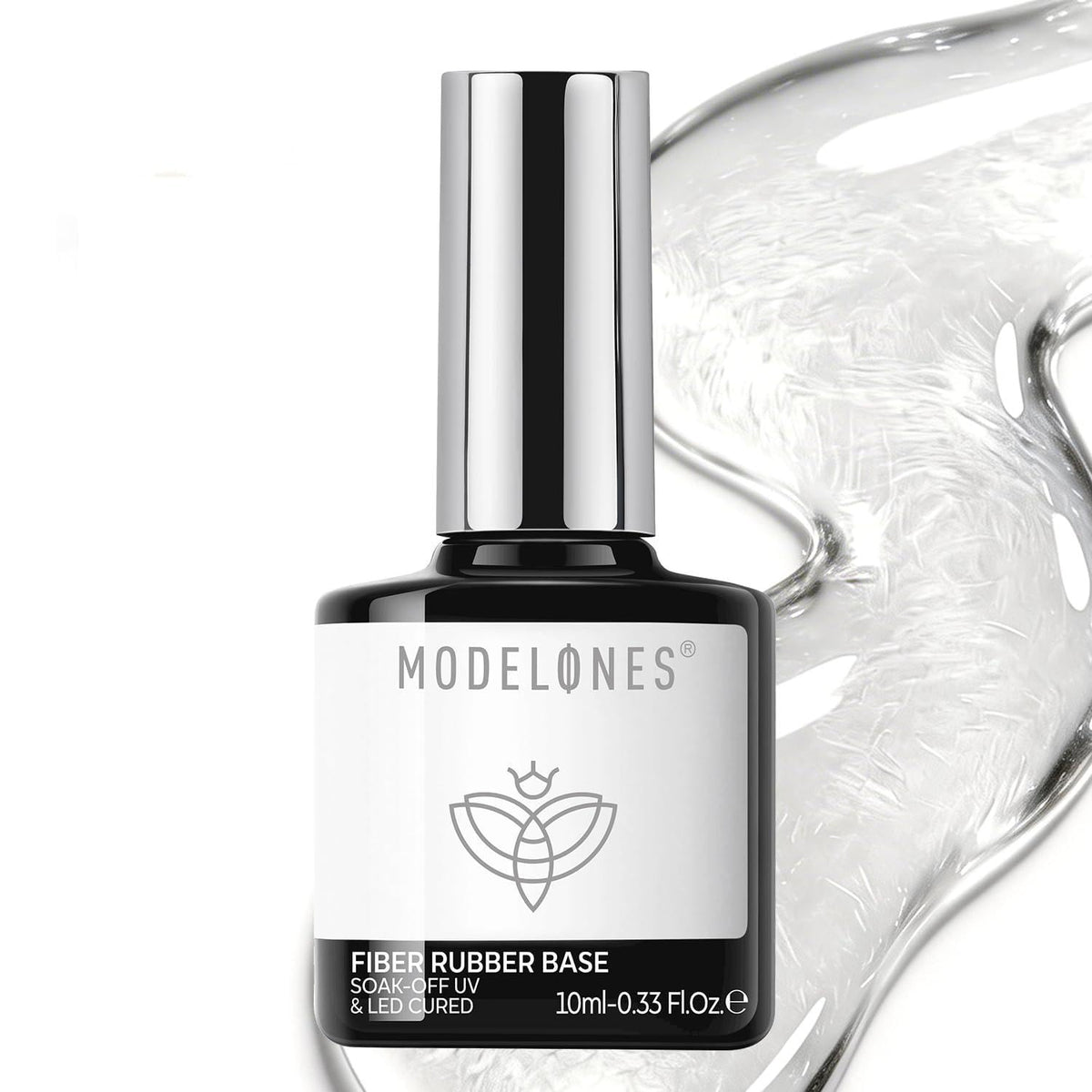 modelones Fiber Rubber Base Gel 15ml clear glass bottle front view