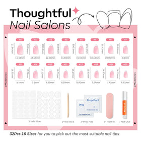 modelones French Tip Press on Nails Almond on hands