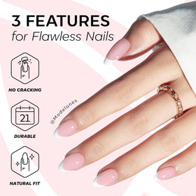 modelones French Tip Press on Nails Almond with included accessories