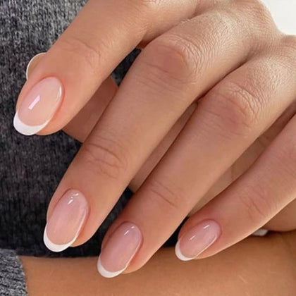 modelones French Tip Press On Nails full set with 32 pieces