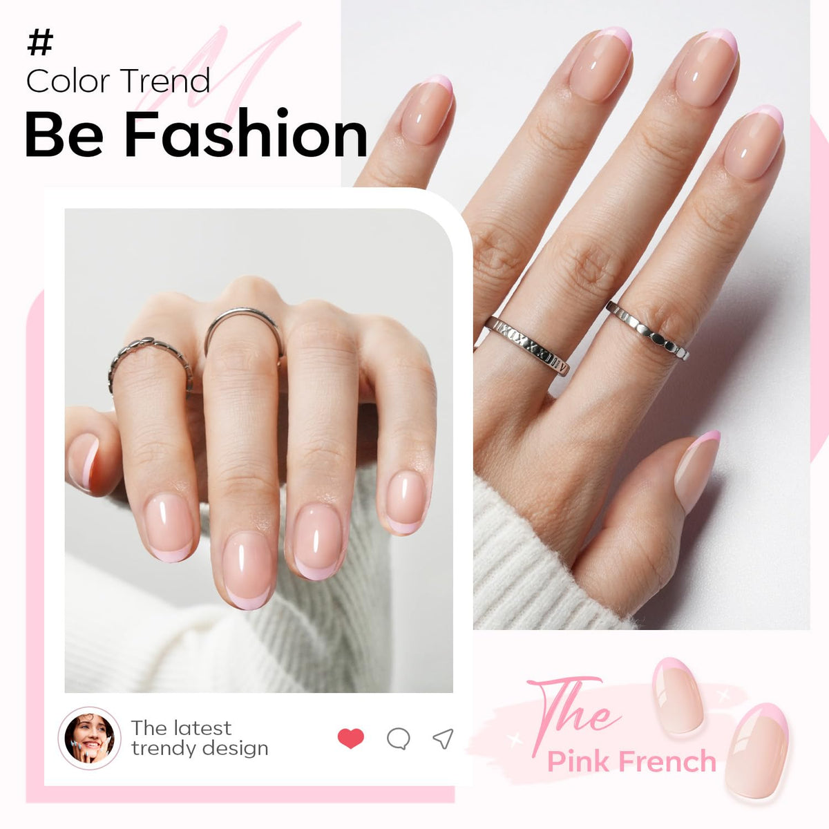 modelones French Tip Press on Nails Short packaging with accessories