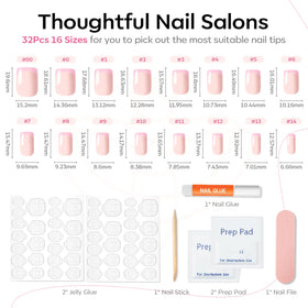 modelones French Tip Press on Nails Short with accessories