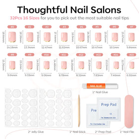 modelones French Tip Press on Nails Short with golden French design