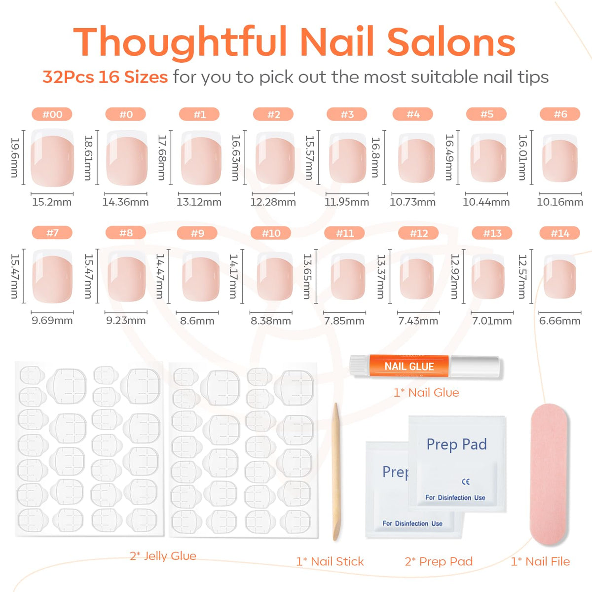 modelones French Tips Press on Nails displayed with jelly adhesive tabs