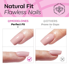 modelones Fuchsia Press On Nails close-up of almond shape