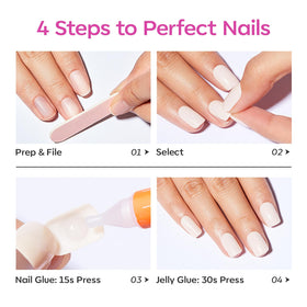 modelones Fuchsia Press on Nails displayed with cuticle stick
