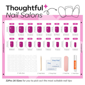 modelones Fuchsia Press on Nails in a hand showcasing fit